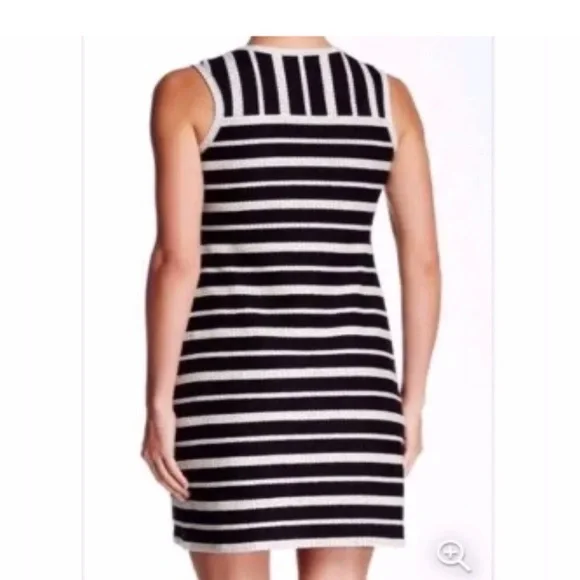 Max Studio Black And White New Braided Knit Detail Stripe Sleeveless dress - Picture 2 of 8